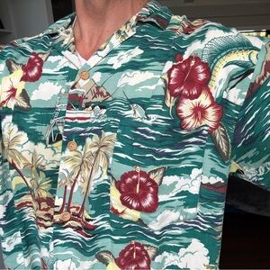Men's Hawaiian Vintage Tropical Shirt MED Palm Land Tropics Unique!